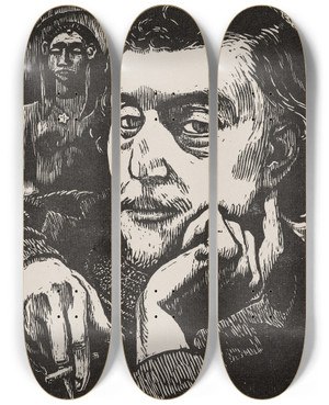 Triptych art skateboard deck of Georgedaniel De Monfreid Portrait De Gauguin by George-Daniel de Monfreid