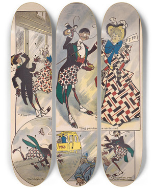 Triptych art skateboard deck of Ike Morgan The Wogglebug Book Pl04 by Ike Morgan (1871-1913)