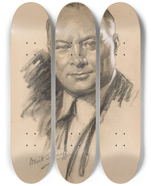 Triptych art skateboard deck of Samuel Johnson Woolf David Sarnoff_1 by Samuel Johnson Woolf (1880-1948)