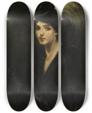 Triptych art skateboard deck of Alice Pike Barney White Paradise by Alice Pike Barney (1857-1931)