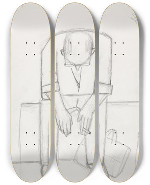 Triptych art skateboard deck of Marian Kopf Po Pracy Strapiony by Marian Kopf (1926-2019)