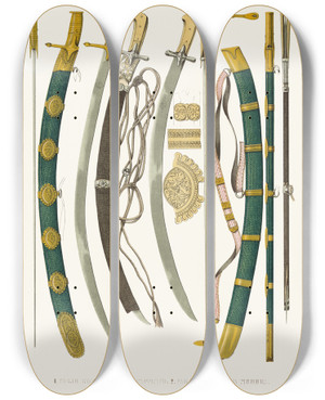 Triptych art skateboard deck of Fedor Grigoryevich Solntsev Sablia Kniazia Dm Pozharskago I Sablia Grazhdanina Minina by Fedor Grigoryevich Solntsev (1801-1892)