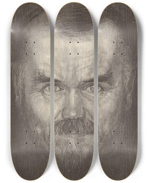 Triptych art skateboard deck of Chris Lebeau Portret Van Frederik Van Eeden by Chris Lebeau (1878-1945)