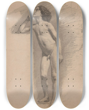 Triptych art skateboard deck of Jan Veth Staande Naakte Jongen by Jan Veth (1864-1925)