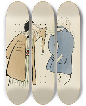 Triptych art skateboard deck of Leonetto Cappiello 70 Dessins De Cappiello Pl59 by Leonetto Cappiello (1875-1942)