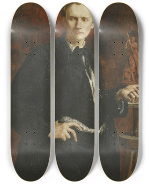 Triptych art skateboard deck of Ernst Josephson Allan Sterlind The Artist by Ernst Josephson (1851-1906)