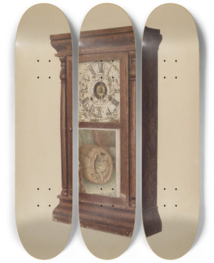 Triptych art skateboard deck of Raymond Neumann Shelf Clock by Raymond Neumann