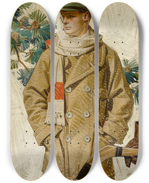 Triptych art skateboard deck of Jc Leyendecker House Of Kuppenheimer Ad Illustration by J.C. Leyendecker (1874-1951)