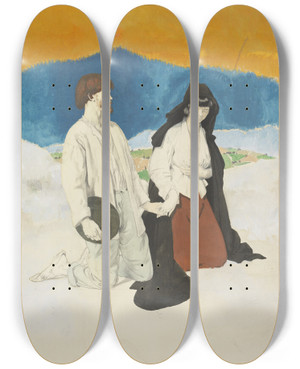 Triptych art skateboard deck of William Orpen Study For The Western Wedding by William Orpen (1878-1931)