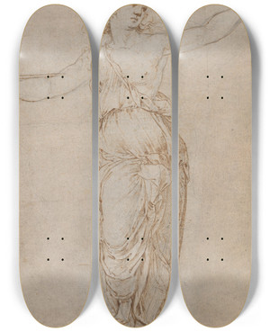 Triptych art skateboard deck of Raphael Lucretia by Raphael (1483-1520)