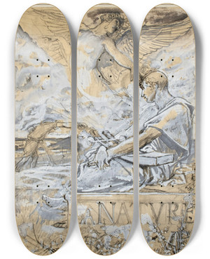 Triptych art skateboard deck of Lucolivier Merson La Nature by Luc-Olivier Merson (1846-1920)