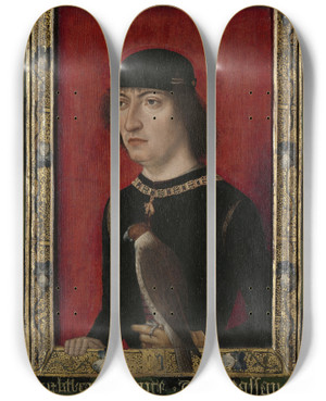 Triptych art skateboard deck of Master Of The Portraits Of Princes Portrait Of Engelbert Ii Count Of Nassau by Master of the Portraits of Princes (1470-1492)