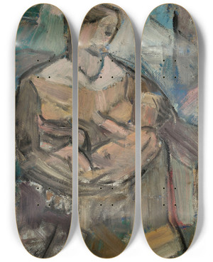 Triptych art skateboard deck of Tadeusz Makowski Maternity by Tadeusz Makowski (1882-1932)