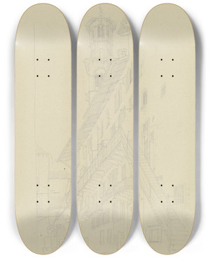 Triptych art skateboard deck of Friedrich Wilhelm Ludwig Verona by Friedrich Wilhelm Ludwig (1828)
