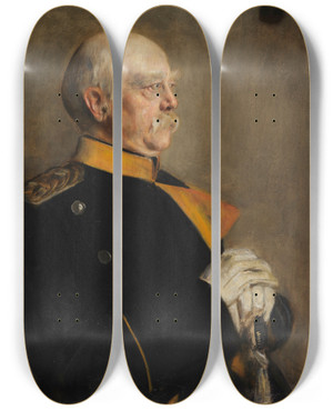 Triptych art skateboard deck of Franz Von Lenbach Otto Frst Von Bismarck by Franz Von Lenbach (1836-1904)