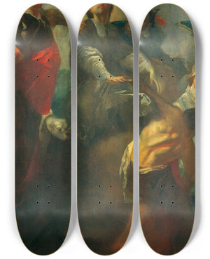 Triptych art skateboard deck of Franz Anton Maulbertsch Die Gefangennahme Des Heiligen Johannes Von Nepomuk by Franz Anton Maulbertsch (1724-1796)