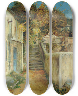 Triptych art skateboard deck of Konstantin Kryzhitsky Autumn In Crimea by Konstantin Kryzhitsky