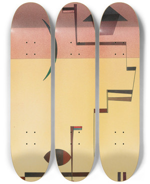 Triptych art skateboard deck of Wassily Kandinsky Eckig Angular by Wassily Kandinsky (1866-1944)