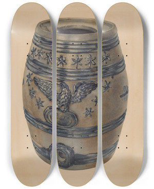 Triptych art skateboard deck of John Tarantino Wine Keg by John Tarantino (1935)