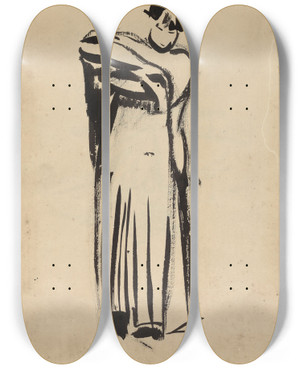 Triptych art skateboard deck of Rik Wouters Standing Woman by Rik Wouters (1882-1916)