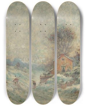 Triptych art skateboard deck of Claude Emile Schuffenecker Neige by Claude Emile Schuffenecker (1851-1934)