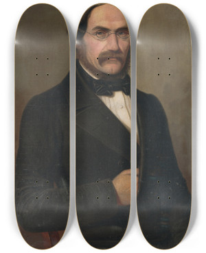Triptych art skateboard deck of Peter Michal Boh Portrait Of Jn Kadav by Peter Michal Bohun (1822-1879)