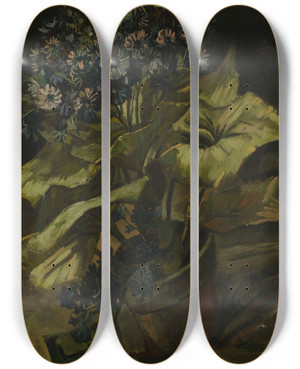 Triptych art skateboard deck of Vincent Van Gogh Cineraria by Vincent van Gogh (1853-1890)