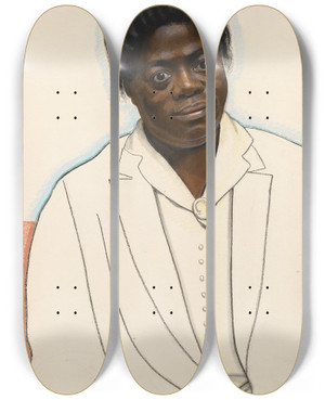 Triptych art skateboard deck of Winold Reiss Mary Mcleod Bethune by Winold Reiss (1886-1953)
