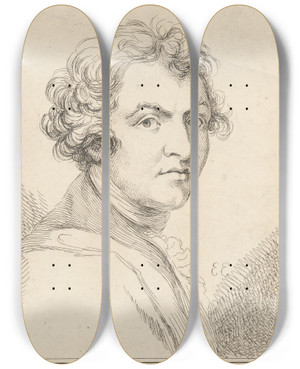 Triptych art skateboard deck of Edward Edwards Sir Joshua Reynolds P R A by Edward Edwards (1738-1806)