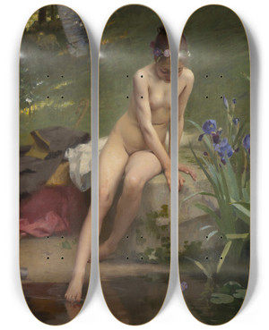 Triptych art skateboard deck of Paul Peel The Little Shepherdess by Paul Peel (1860-1892)