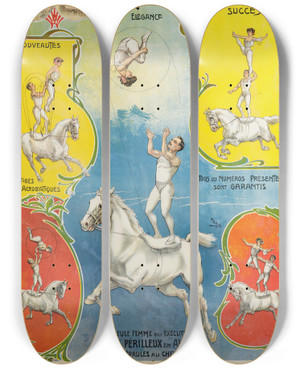 Triptych art skateboard deck of Candido Aragonez De Faria Oreste Et Ricarda Fiochi by Candido Aragonez de Faria (1849-1911)