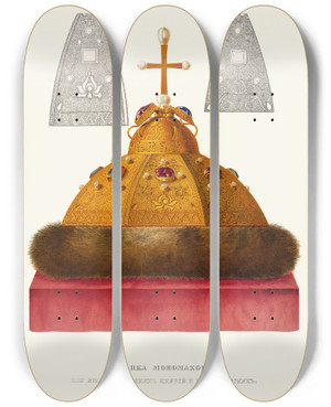 Triptych art skateboard deck of Fedor Grigoryevich Solntsev Shapka Monomakhova Ili Venets Velikih Kniazei I Tsarei Russkih Izobrazhenie 1 by Fedor Grigoryevich Solntsev (1801-1892)