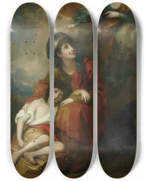 Triptych art skateboard deck of Benjamin West Hagar And Ishmael by Benjamin West (1738-1820) Triptych art skateboard deck of Benjamin West Hagar And Ishmael by Benjamin West (1738-1820)