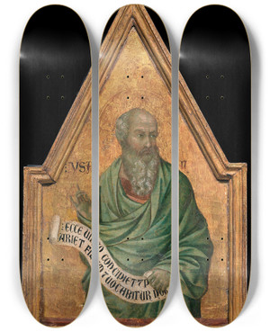Triptych art skateboard deck of Ugolino Di Nerio The Prophet Isaiah by Ugolino di Nerio (1280-1349)