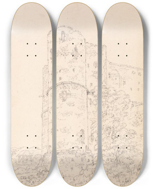 Triptych art skateboard deck of Thomas Girtin Saltwood Castle Kent by Thomas Girtin (1775-1802)