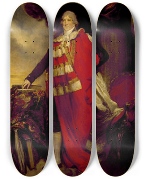 Triptych art skateboard deck of Arthur William Devis James Duff by Arthur William Devis (1762-1822)