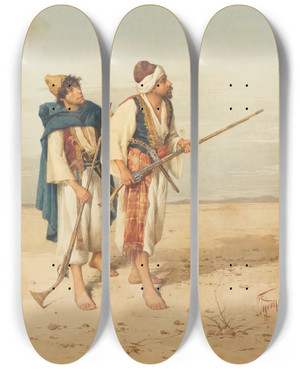Triptych art skateboard deck of Filippo Indoni Desert Patrol by Filippo Indoni (1842-1908) Triptych art skateboard deck of Filippo Indoni Desert Patrol by Filippo Indoni (1842-1908)