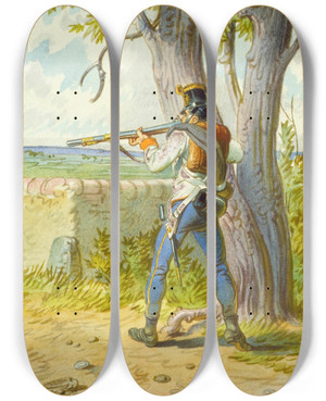 Triptych art skateboard deck of Franz Gerasch Soldat 4 by Franz Gerasch (1826-1906)