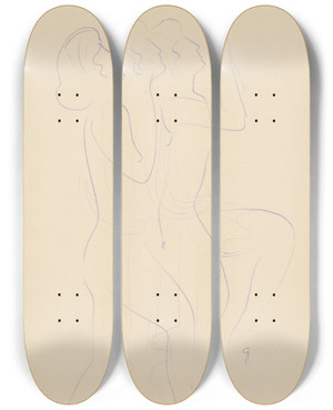 Triptych art skateboard deck of Mikul Galanda Sketchbook_17 by Mikulas Galanda (1895-1938)