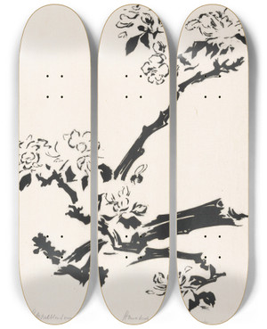 Triptych art skateboard deck of Johannes Frederik Engelbert Ten Klooster Appelbloesem by Johannes Frederik Engelbert Ten Klooster (1873-1940)