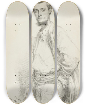 Triptych art skateboard deck of Henri Regnault Portrait Dedouardthophile Blanchard by Henri Regnault (1843-1871)