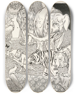 Triptych art skateboard deck of Percy J Billinghurst The Wallet by Percy J Billinghurst (1871-1933)