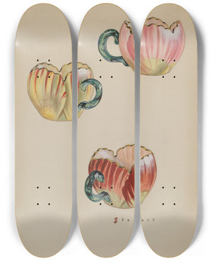 Triptych art skateboard deck of Robert Stewart Tulip Cups by Robert Stewart (20-)