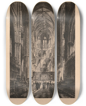 Triptych art skateboard deck of Henri Toussaint Westminster Abbey by Henri Toussaint