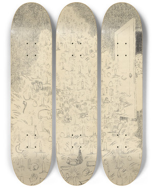 Triptych art skateboard deck of James Ensor Larbre De Nol by James Ensor (1860-1949)