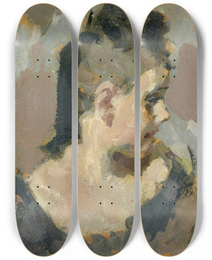 Triptych art skateboard deck of Brynolf Wennerberg Mdchenkopf Im Profil Nach Rechts by Brynolf Wennerberg (1866-1950)