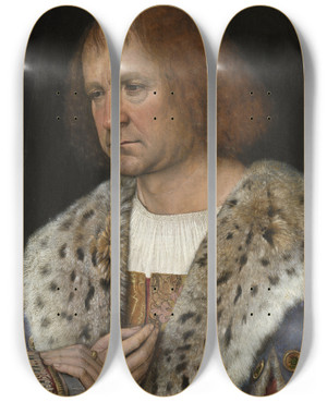 Triptych art skateboard deck of Michel Sittow Portrait Of Diego De Guevara by Michel Sittow (1468-1525)