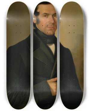 Triptych art skateboard deck of Peter Michal Boh Portrait Of Juraj Ipka A Majestic Teacher by Peter Michal Bohun (1822-1879)