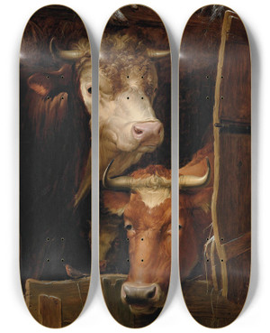 Triptych art skateboard deck of Thomas Sidney Cooper Be It Ever So Humble Theres No Place Like Home by Thomas Sidney Cooper (1803-1902)