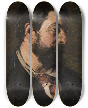 Triptych art skateboard deck of Peder Severin Kryer Portrt Af Den Franske Maler Alfred Guillou by Peder Severin Kroyer (1851-1909)